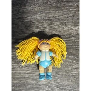 CPK Cabbage Patch Kid Flexible Arms & Legs 3.5" Doll Blonde Yarn Hair,Spoon 1984